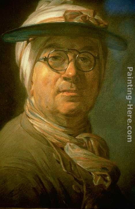 Self Portrait with an Eye-shade painting - Jean Baptiste Simeon Chardin Self Portrait with an Eye-shade art painting